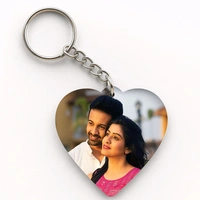 Print X Customized Photo Printed Keychain - Heart, White
