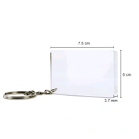 Print X Customized Acrylic Glass Keychain  - White, Rectangle