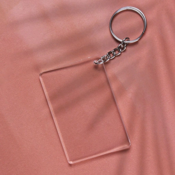 Print X Customized Acrylic Glass Keychain  - White, Rectangle