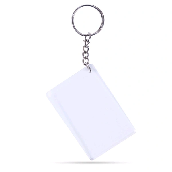 Print X Customized Acrylic Glass Keychain  - White, Rectangle