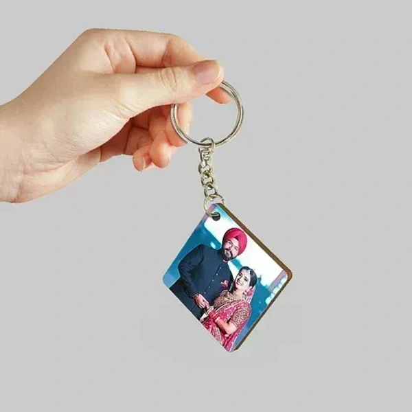 Print X Customized Photo Printed Keychain - Square, White