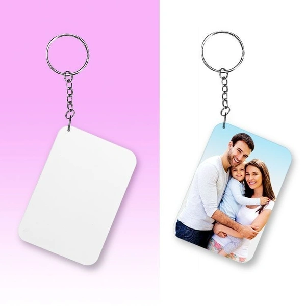 Print X Customized Photo Printed Keychain - Rectangle, White