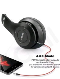 Bluetooth Neckband icall P47 Bluetooth Over Ear Headphones Wireless with Mic (Black) - Black, 12