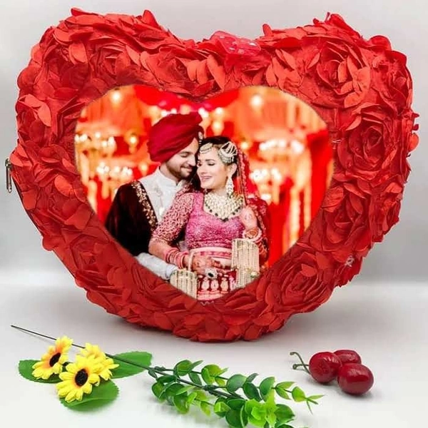 Mehra Gift House Rose Petal Cushion in Heart & Squire Shape (colors :- White, Purpel, Pink, Red,Gold)