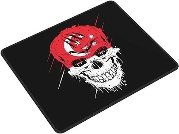 Mehra Gift House Creative Singapore Patriot Skull National Flag Mouse Pad 10 X 12 in Computer Mouse Mat with Anti-Slip Rubber Base for Office Laptop
