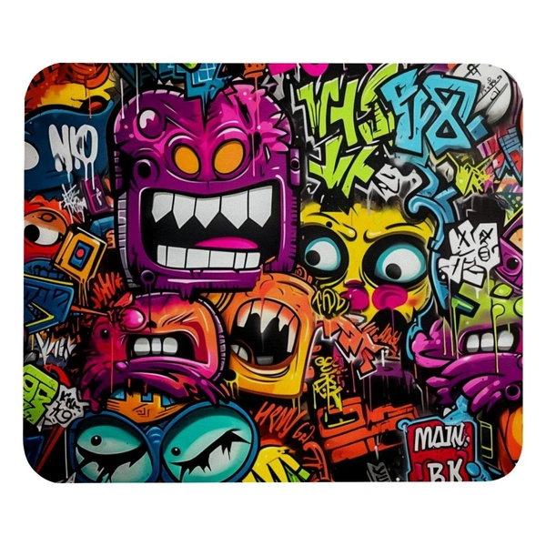 Mehra Gift House Graffiti Printed Square Desk Mat Mousepad, Non-Slip Rubber Bottom, Suitable for Office and Gaming