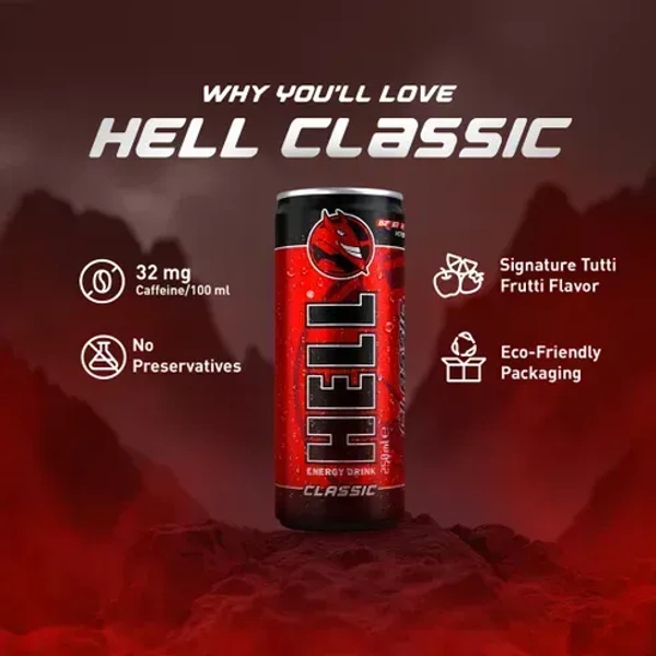 Hell Energy Classic Energy Drink (250 ml, Classic Flavored)