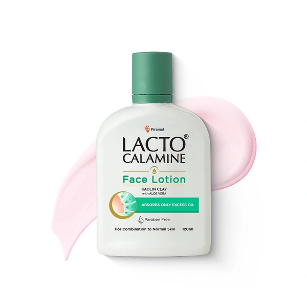 Lacto Calamine Face Lotion | 120ml | Daily Moisturizer For Face - Combination To Normal Skin | Kaolin Clay & Aloe Vera | Abosrbs Excess Oil | Fights Pimples, Darkspots & Blackheads | Body Lotion - 60ml