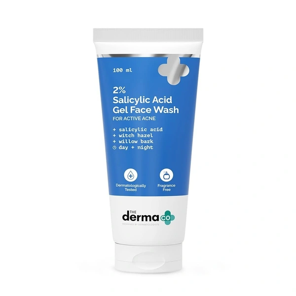 The Derma Co. 2% Salicylic Acid Gel Face Wash | For Oily Skin | With Salicylic Acid & Witch Hazel | Treats Active Acne| Unclog Pores | Controls Oil - 100ml