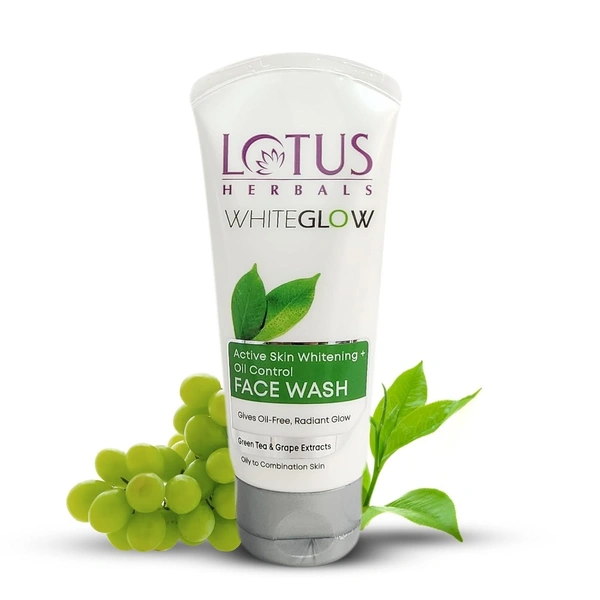 Lotus Herbals Whiteglow Active Skin Whitening & Oil Control Face Wash | With Green Tea Extract | Brightens Skin | For All Skin Types | 50g