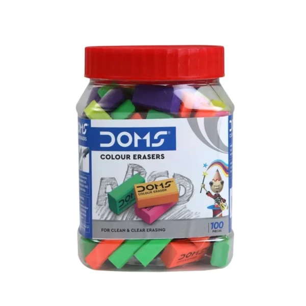DOMS COLOUR ERASERS-100 Non-Toxic Eraser (Set of 100, Multicolor)