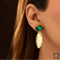 Anti-Tarnish Marquise Emerald Necklace Set With Earrings - Free