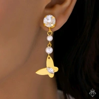 Anti-Tarnish Butterfly Necklace Set With Earrings