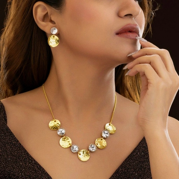 Crystal-Necklace Set With Earrings