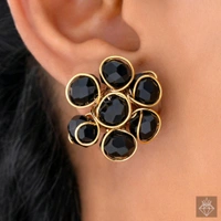 Stunning Black Crystal Beads Gold Choker Necklace Set With Earrings