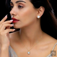 Tarnish Solitaire Necklace Set With Earrin