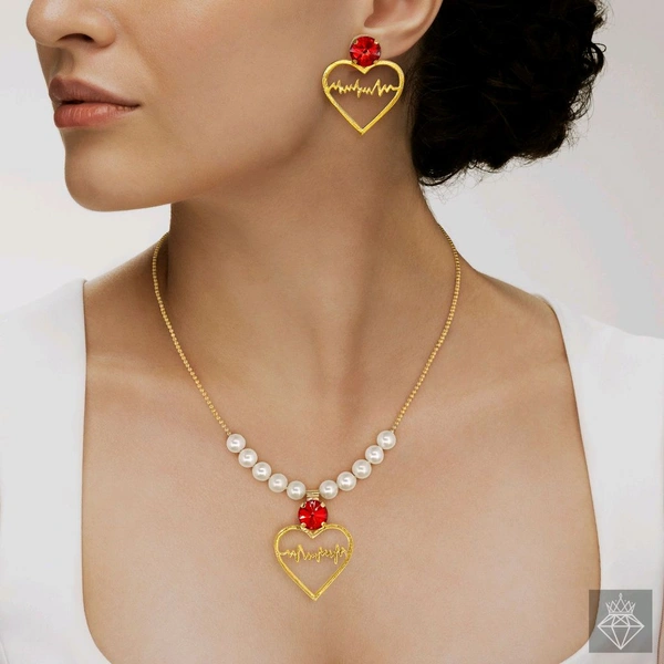 Anti-Tarnish Necklace Set With Earrings.