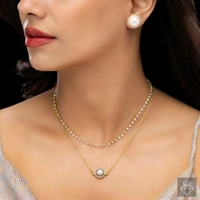 Anti-Tarnish Double Layer Necklace Set With Earrings