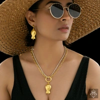 Tarnish Fish Necklace Set With Earrings