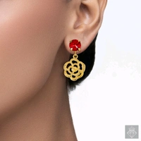 Anti-Tarnish Flower Necklace Set With Earrings