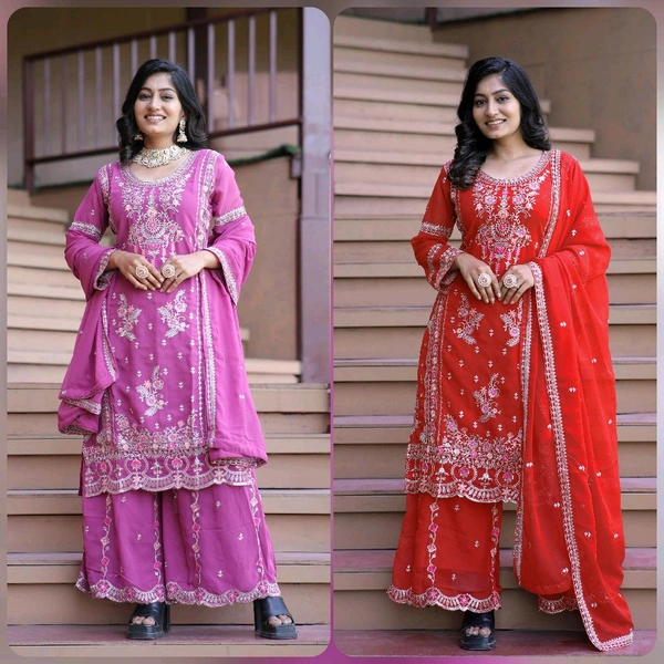 Kurti Plazzzo Dupatta Set 
