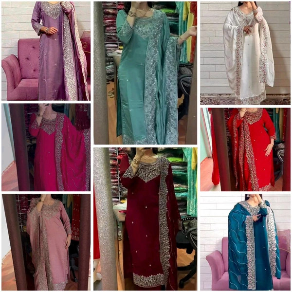 Silk Kurti Plazzo & Dupatta 