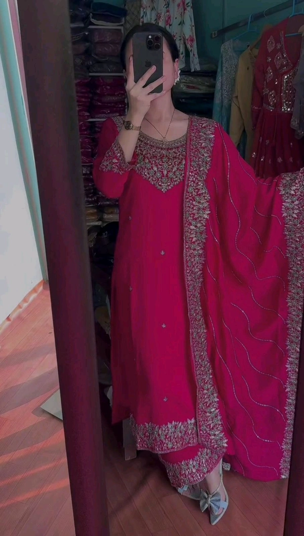 Silk Kurti Plazzo & Dupatta 