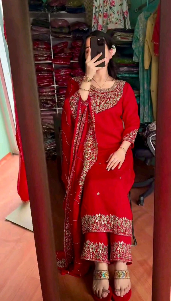 Silk Kurti Plazzo & Dupatta 