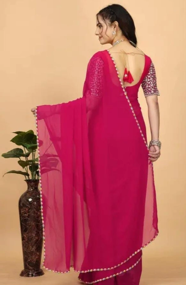 GEORGETTE SAREE WITH LACE MATCHING BLOUSE PIECE