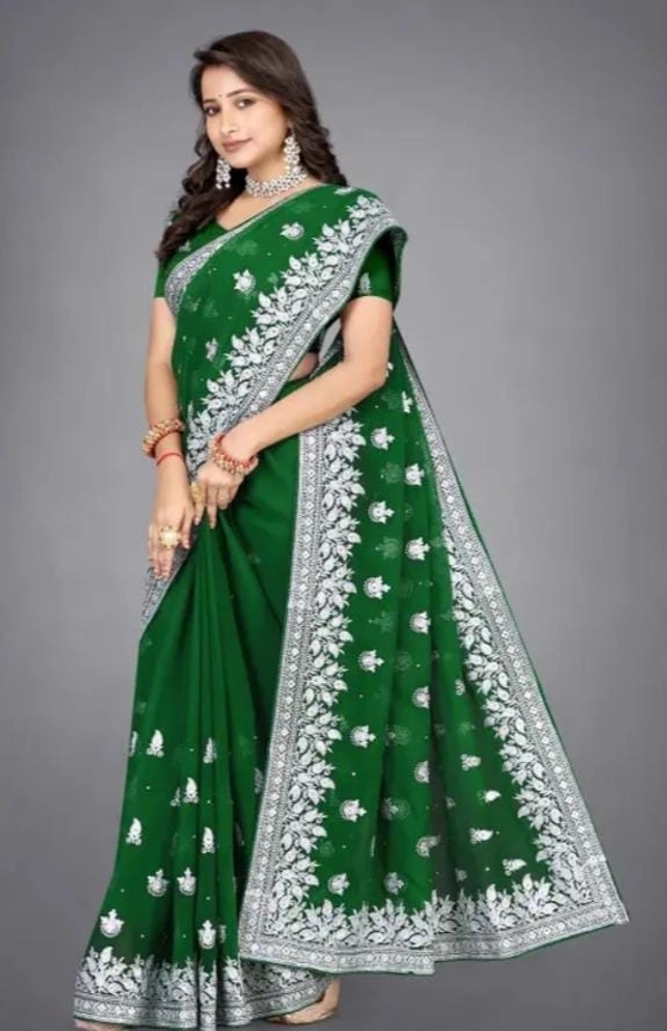  HEAVY SILVER EMBROIDERY WORK WITH BLOUSE 