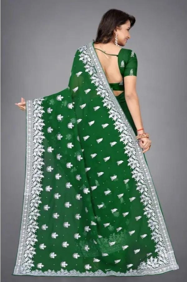  HEAVY SILVER EMBROIDERY WORK WITH BLOUSE 