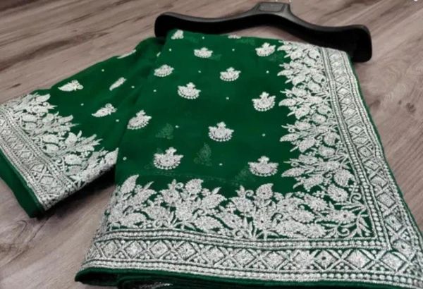  HEAVY SILVER EMBROIDERY WORK WITH BLOUSE 