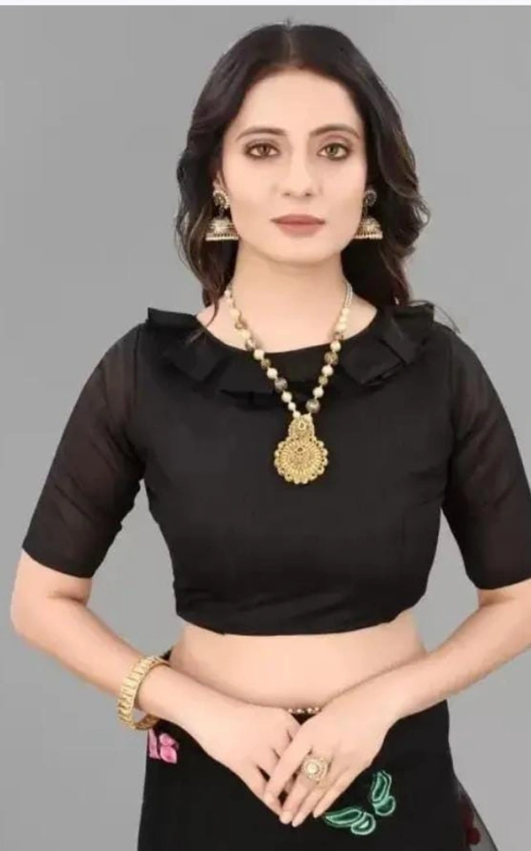 SELF DESIGN NET SAREE (BLACK)