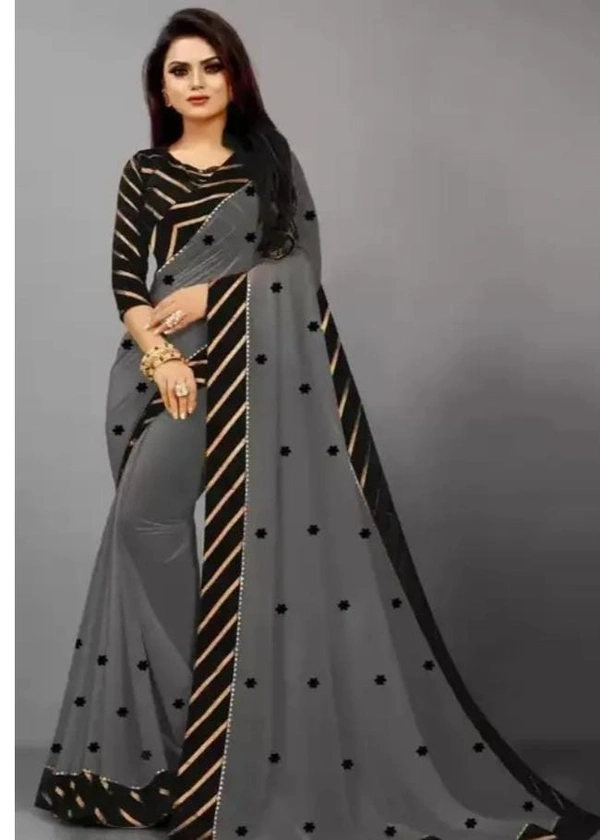GEORGETTE SAREE WITH STONE AND CROSS LINING SAREE