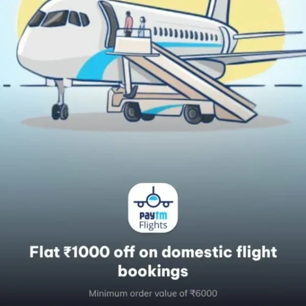 Flight Booking Coupon Flat ₹1000 OFF (Paytm)