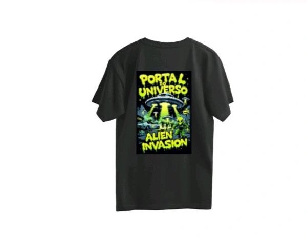 Oversized Printed T-shirt - Black, L