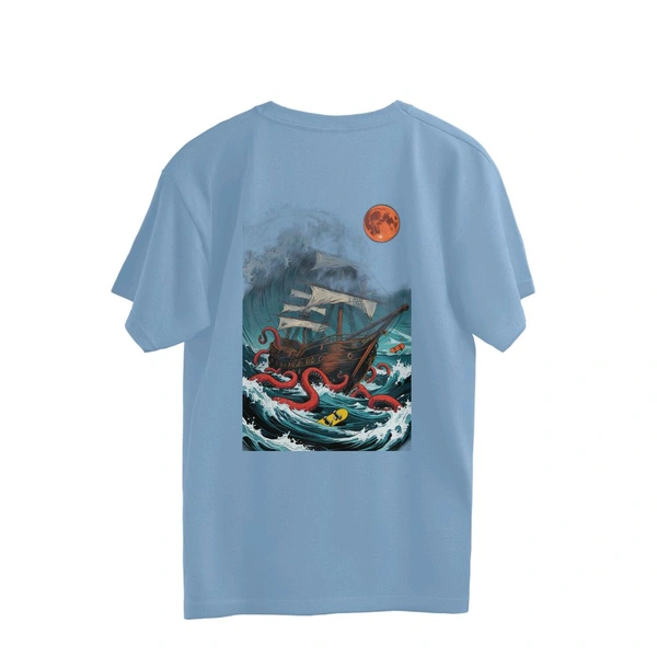 Printed Oversized  T-Shirt  - Cornflower Blue, XL