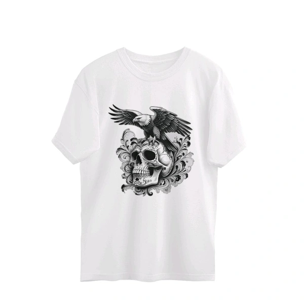 Skull Series Printed Oversized T-Shirt  - White, XXL