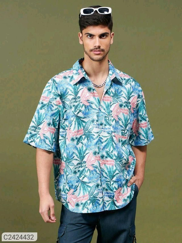 Multi Colour  Oversized  Shirt  - Dodger Blue, L