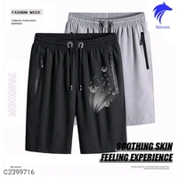 Men Strecheble Cotton Shorts In  - Navy Blue, S