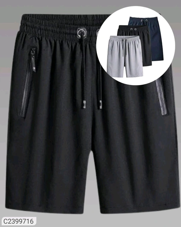 Men Strecheble Cotton Shorts In  - Navy Blue, XXL