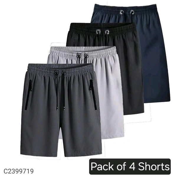 Men Strecheble Cotton Shorts In  - Navy Blue, XXL