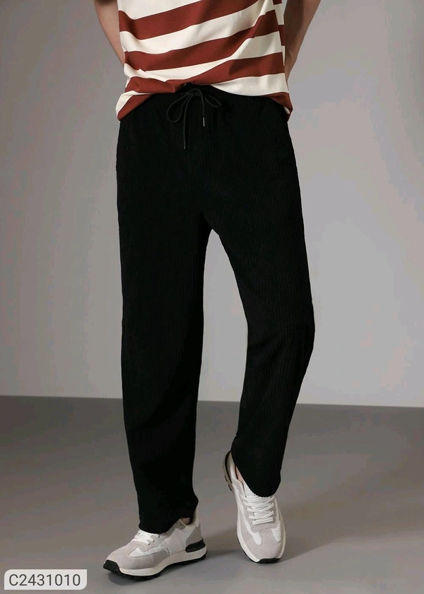 Men's  Caudray Fabric Casual Trousers   - Black, L