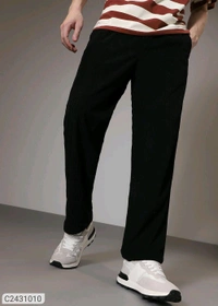 Men's  Caudray Fabric Casual Trousers   - Black, L