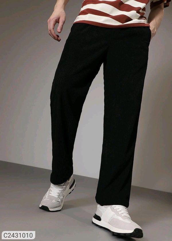 Men's  Caudray Fabric Casual Trousers   - Black, L