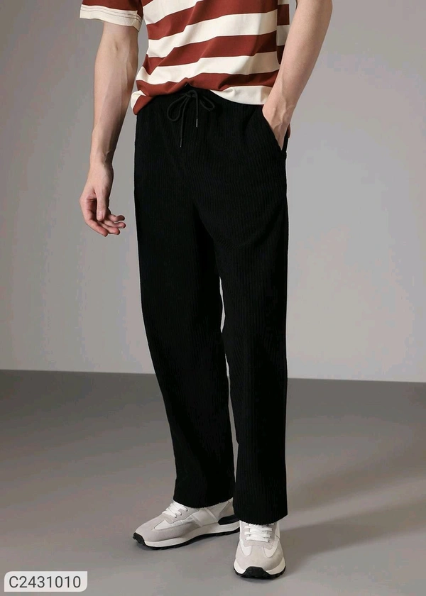 Men's  Caudray Fabric Casual Trousers   - Black, XL