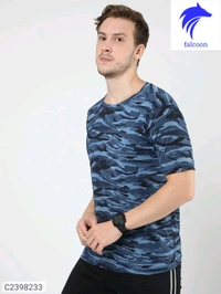 Men's  Strecheble T-Shirt  - Blue, XXL