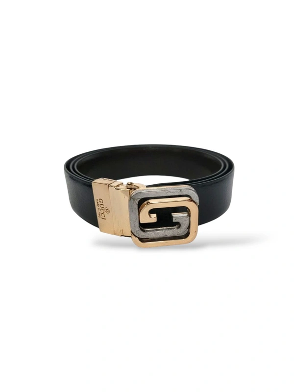GUCCI Italian Leather Reversible Belt For Men (Leather Texture) - Silver & Rose Gold