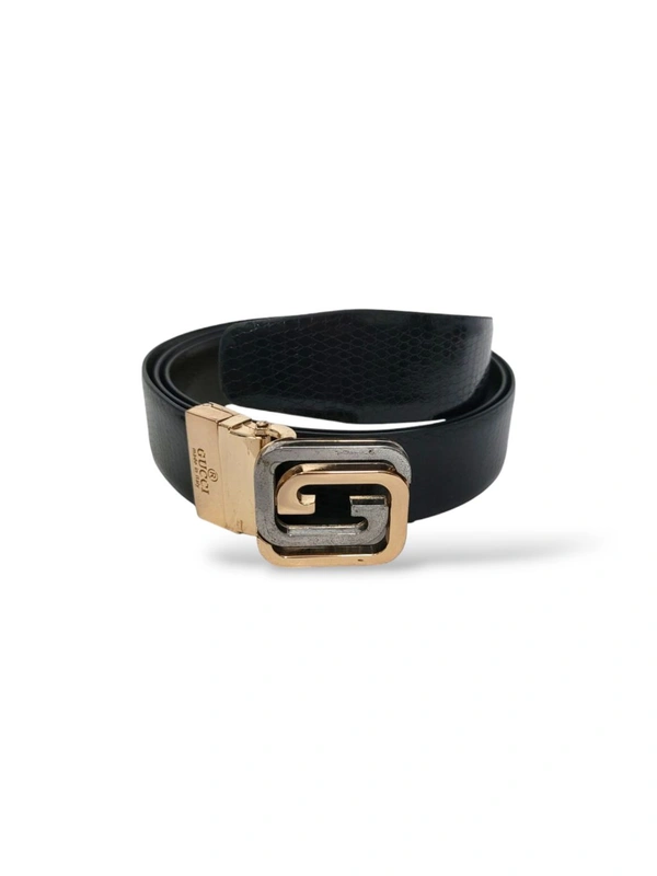 GUCCI Italian Leather Reversible Belt For Men (Leather Texture) - Silver & Rose Gold