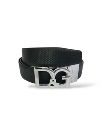 D&G Italian Leather Reversible Belt For Men (Leather Texture) - Silver